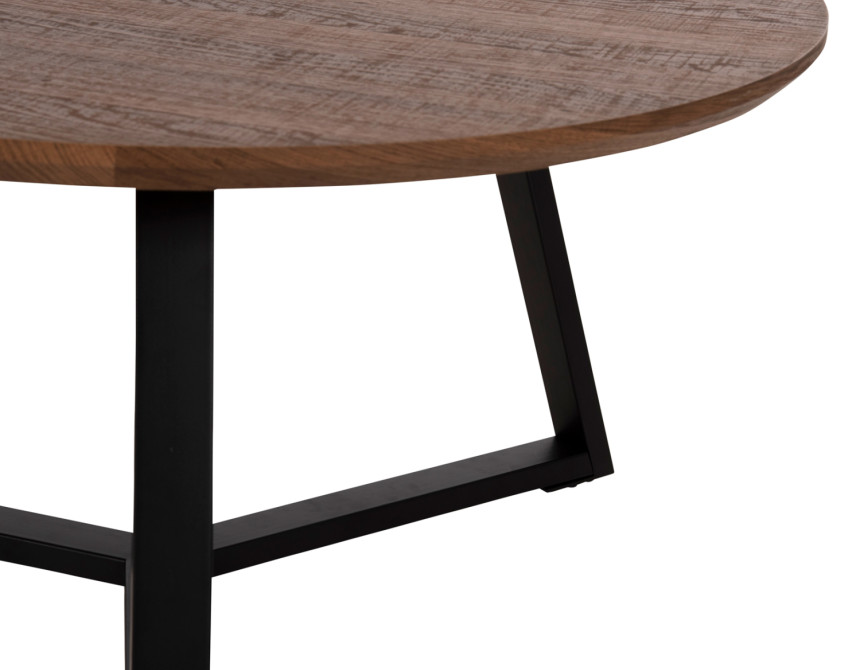 ΤΡΑΠΕΖΙ ΣΑΛΟΝΙΟΥ ΣΤΡΟΓΓΥΛΟ HM9586.04 MDF WALNUT-ΜΑΥΡΗ ΣΑΓΡΕ ΒΑΣΗ Φ80x42Υεκ.