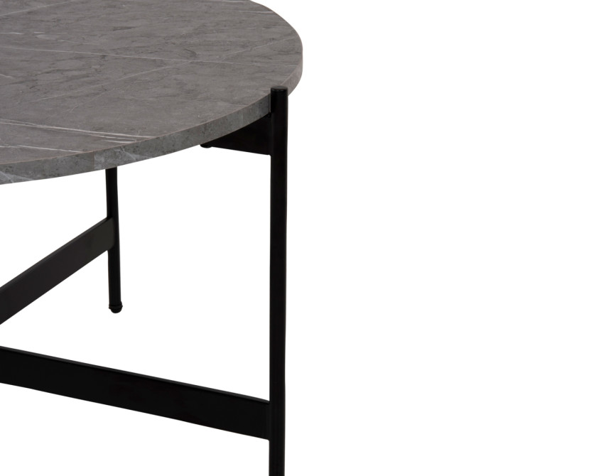 ΤΡΑΠΕΖΙ ΣΑΛΟΝΙΟΥ HM9588.02 MDF ΓΚΡΙ ΜΑΡΜΑΡΟ-ΜΑΥΡΗ ΜΕΤΑΛΛΙΚΗ ΒΑΣΗ Φ80x45Υεκ.