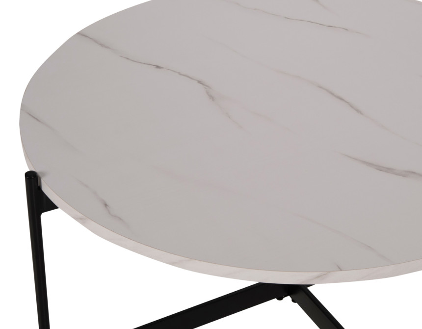 ΤΡΑΠΕΖΙ ΣΑΛΟΝΙΟΥ HM9588.05 MDF ΛΕΥΚΟ ΜΑΡΜΑΡΟ-ΜΑΥΡΗ ΜΕΤΑΛΛΙΚΗ ΒΑΣΗ Φ80x45Υεκ.