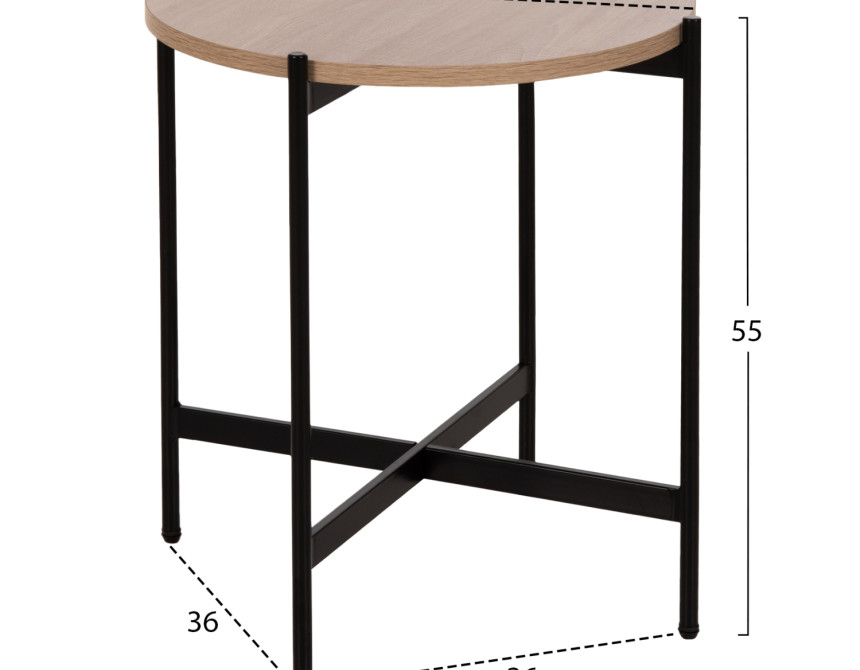ΒΟΗΘΗΤΙΚΟ ΤΡΑΠΕΖΙ HM9589.03 MDF SONAMA-ΜΑΥΡΗ ΜΕΤΑΛΛΙΚΗ ΒΑΣΗ Φ50x55Υεκ.