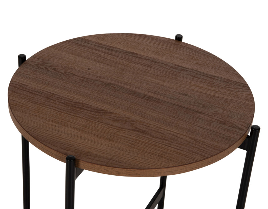 ΒΟΗΘΗΤΙΚΟ ΤΡΑΠΕΖΙ HM9589.04 MDF ΚΑΡΥΔΙ-ΜΑΥΡΗ ΜΕΤΑΛΛΙΚΗ ΒΑΣΗ Φ50x55Υεκ.