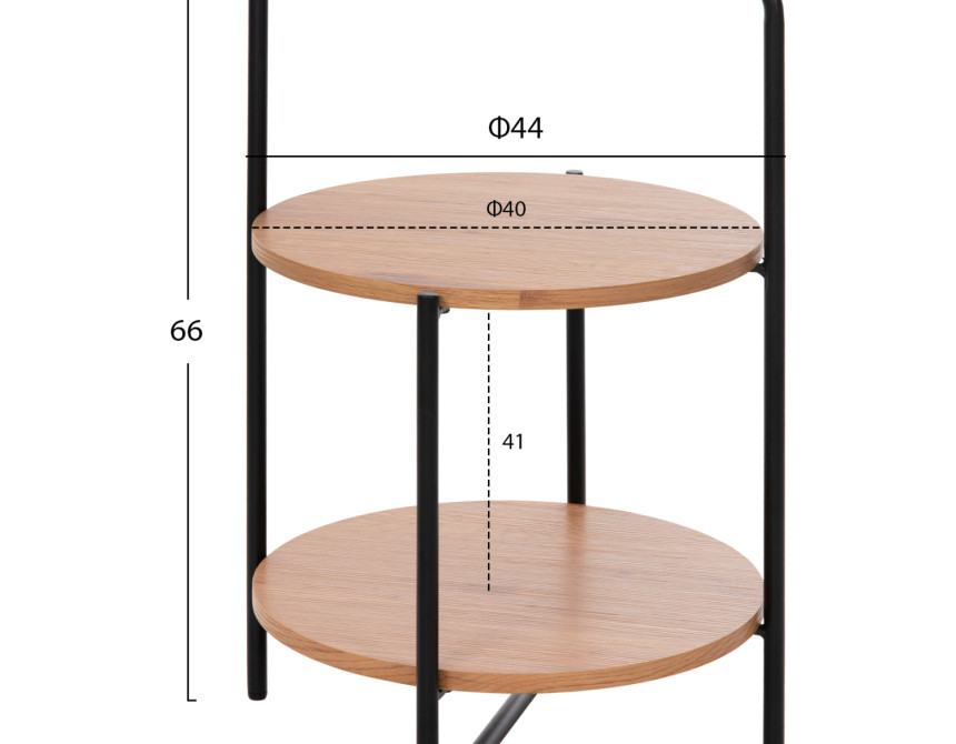 ΒΟΗΘΗΤΙΚΟ ΤΡΑΠΕΖΙ SYLO HM9618.01 MDF ΣΕ ΦΥΣΙΚΟ-ΜΑΥΡΟ ΜΕΤΑΛΛΟ Φ44x66Υεκ.