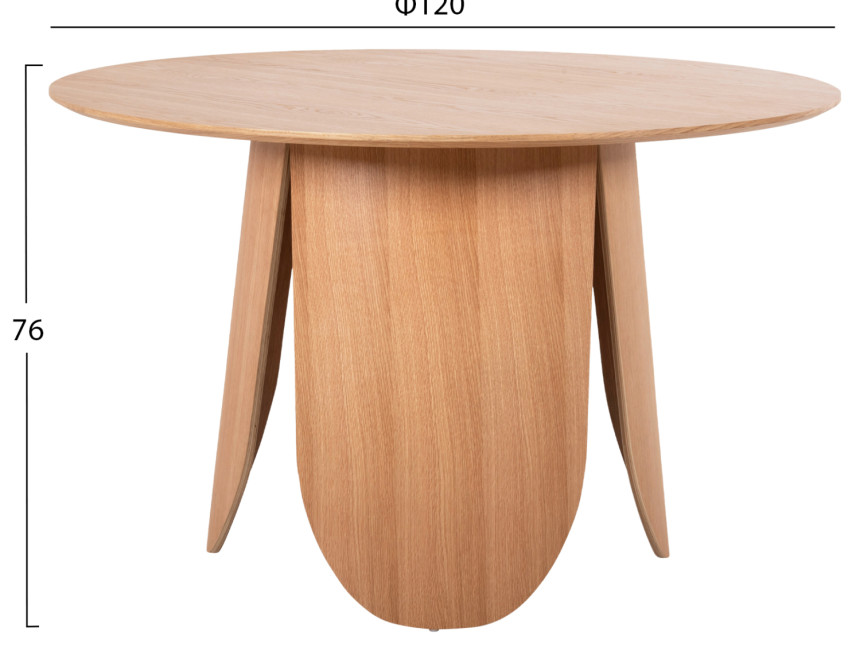 ΤΡΑΠΕΖΙ ΣΤΡΟΓΓΥΛΟ DENTY HM9612.01 MDF ΜΕ ΚΑΠΛΑΜΑ ΔΡΥΟΣ-ΧΡΩΜΑ ΔΡΥΟΣ Φ120x75Υεκ.