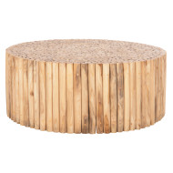 ΤΡΑΠΕΖΙ ΣΑΛΟΝΙΟΥ ΣΤΡΟΓΓΥΛΟ COOTER HM9862 ΚΛΑΔΙΑ TEAK-ΦΥΣΙΚΟ Φ100x40Υεκ.