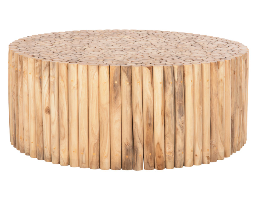 ΤΡΑΠΕΖΙ ΣΑΛΟΝΙΟΥ ΣΤΡΟΓΓΥΛΟ COOTER HM9862 ΚΛΑΔΙΑ TEAK-ΦΥΣΙΚΟ Φ100x40Υεκ.