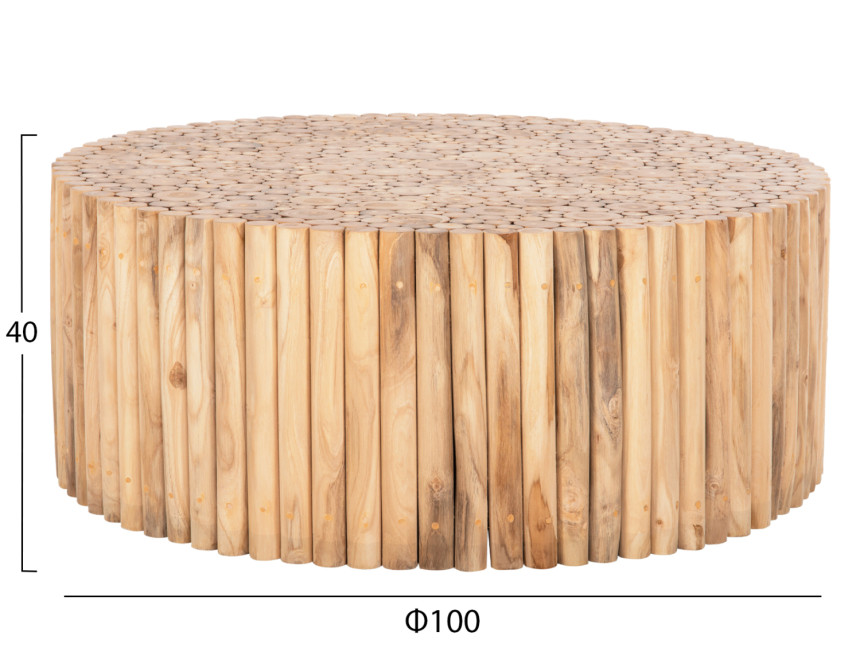 ΤΡΑΠΕΖΙ ΣΑΛΟΝΙΟΥ ΣΤΡΟΓΓΥΛΟ COOTER HM9862 ΚΛΑΔΙΑ TEAK-ΦΥΣΙΚΟ Φ100x40Υεκ.