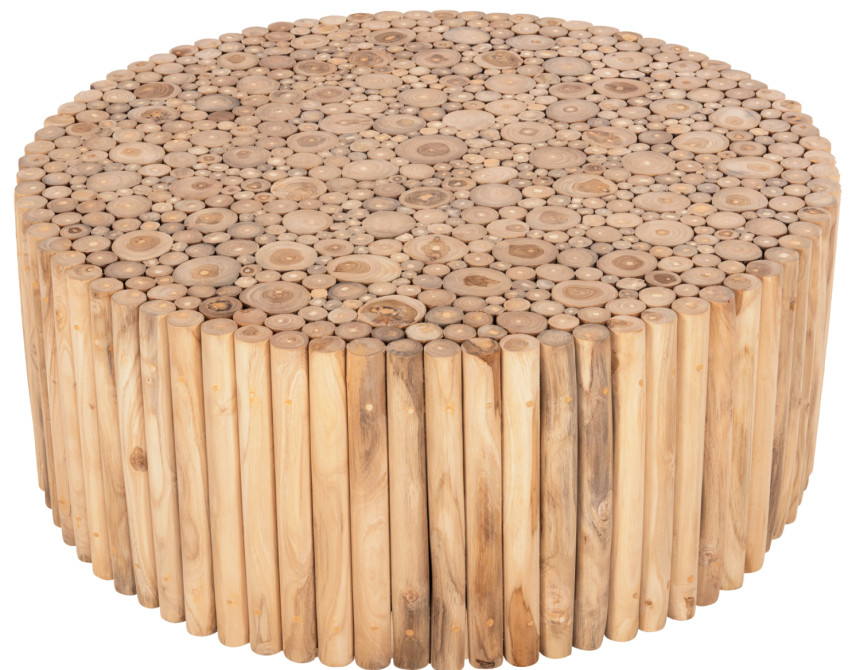 ΤΡΑΠΕΖΙ ΣΑΛΟΝΙΟΥ ΣΤΡΟΓΓΥΛΟ COOTER HM9862 ΚΛΑΔΙΑ TEAK-ΦΥΣΙΚΟ Φ100x40Υεκ.