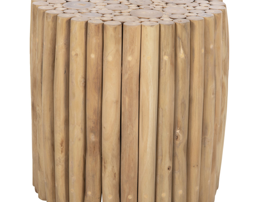 ΤΡΑΠΕΖΙ ΣΑΛΟΝΙΟΥ ΣΤΡΟΓΓΥΛΟ COOTER HM9865 ΚΛΑΔΙΑ TEAK-ΦΥΣΙΚΟ Φ39x40,5Υεκ.