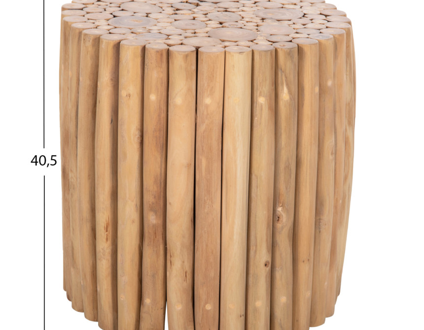 ΤΡΑΠΕΖΙ ΣΑΛΟΝΙΟΥ ΣΤΡΟΓΓΥΛΟ COOTER HM9865 ΚΛΑΔΙΑ TEAK-ΦΥΣΙΚΟ Φ39x40,5Υεκ.