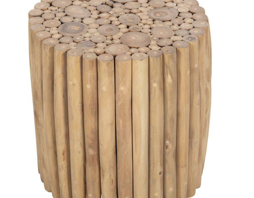 ΤΡΑΠΕΖΙ ΣΑΛΟΝΙΟΥ ΣΤΡΟΓΓΥΛΟ COOTER HM9865 ΚΛΑΔΙΑ TEAK-ΦΥΣΙΚΟ Φ39x40,5Υεκ.