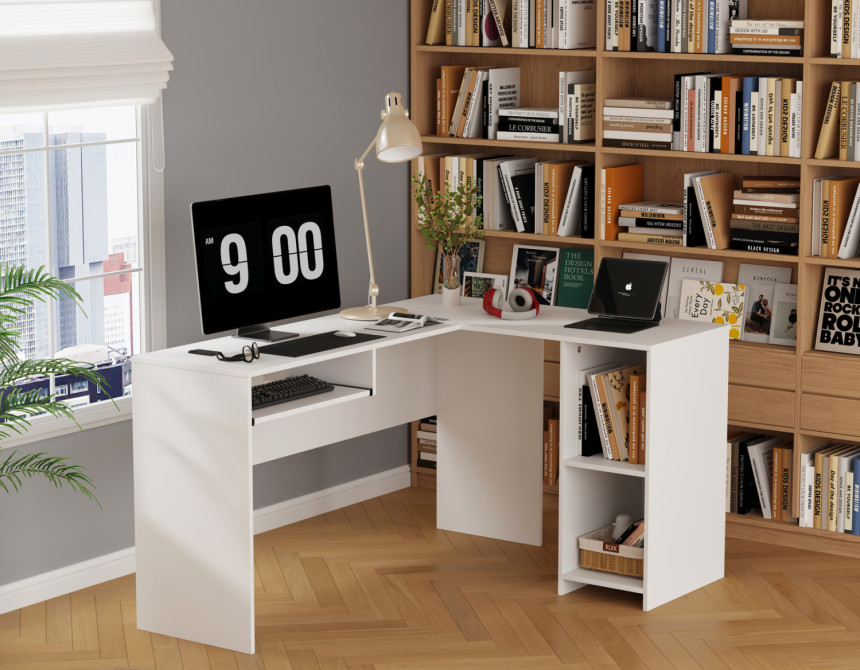 ΓΩΝΙΑΚΟ ΓΡΑΦΕΙΟ SHIG HM2135.03 MDF ΣΕ ΛΕΥΚΟ 140x120x75Υεκ