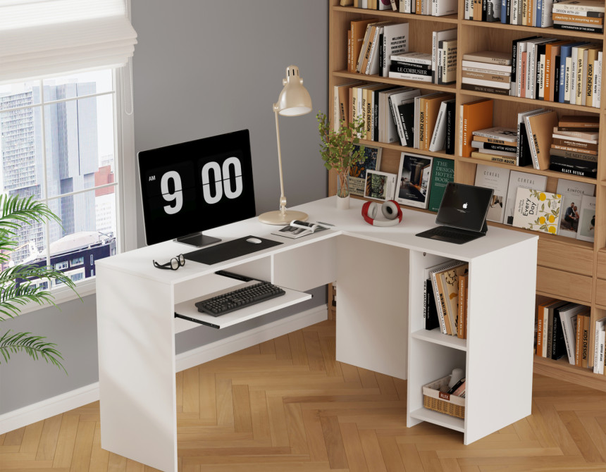 ΓΩΝΙΑΚΟ ΓΡΑΦΕΙΟ SHIG HM2135.03 MDF ΣΕ ΛΕΥΚΟ 140x120x75Υεκ