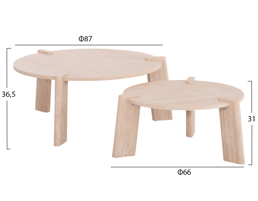 ΣΕΤ 2ΤΜΧ ΤΡΑΠΕΖΙΑ ΣΑΛΟΝΙΟΥ EQUIL HM9943.01 MDF ΜΕ ΜΕΛΑΜΙΝΗ-ΦΥΣΙΚΟ 66x66εκ + 87x87εκ