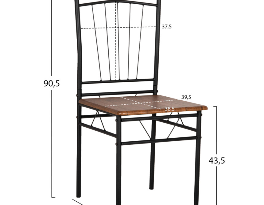 ΣΕΤ ΤΡΑΠΕΖΑΡΙΑΣ 5ΤΜΧ PEARY HM9416.11 ΜΕΤΑΛΛΟ ΜΑΥΡΟ-MDF ΚΑΡΥΔΙ 110x60x74Yεκ.