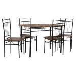 ΣΕΤ ΤΡΑΠΕΖΑΡΙΑΣ 5ΤΜΧ PEARY HM9416.11 ΜΕΤΑΛΛΟ ΜΑΥΡΟ-MDF ΚΑΡΥΔΙ 110x60x74Yεκ.