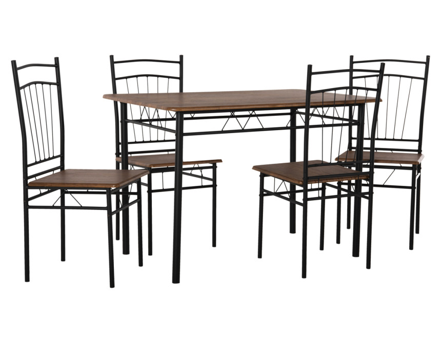 ΣΕΤ ΤΡΑΠΕΖΑΡΙΑΣ 5ΤΜΧ PEARY HM9416.11 ΜΕΤΑΛΛΟ ΜΑΥΡΟ-MDF ΚΑΡΥΔΙ 110x60x74Yεκ.