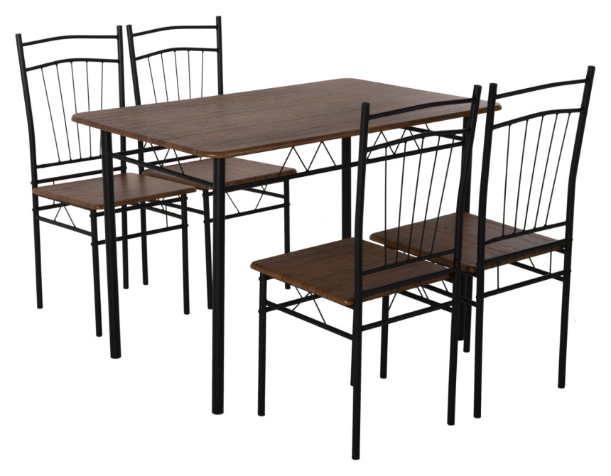 ΣΕΤ ΤΡΑΠΕΖΑΡΙΑΣ 5ΤΜΧ PEARY HM9416.11 ΜΕΤΑΛΛΟ ΜΑΥΡΟ-MDF ΚΑΡΥΔΙ 110x60x74Yεκ.