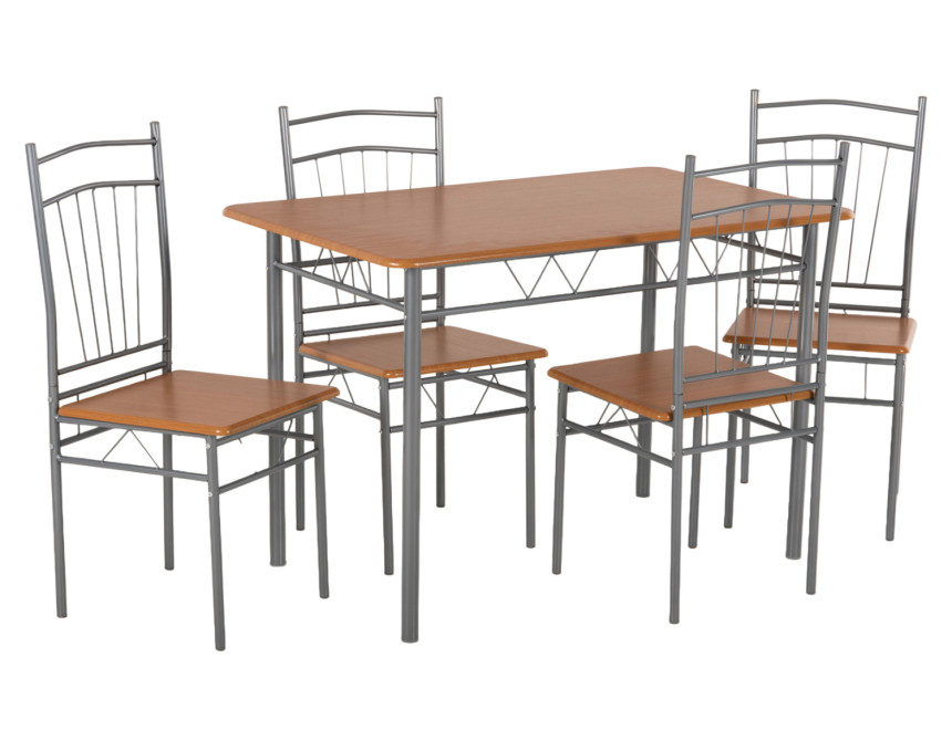 ΣΕΤ ΤΡΑΠΕΖΑΡΙΑΣ 5ΤΜΧ PEARY HM9416.12 ΜΕΤΑΛΛΟ ΑΣΗΜΙ-MDF ΣΟΝΑΜΑ 110x60x74Yεκ.