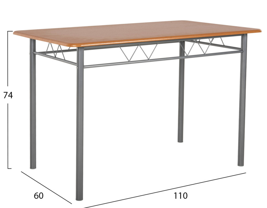 ΣΕΤ ΤΡΑΠΕΖΑΡΙΑΣ 5ΤΜΧ PEARY HM9416.12 ΜΕΤΑΛΛΟ ΑΣΗΜΙ-MDF ΣΟΝΑΜΑ 110x60x74Yεκ.
