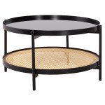 ΤΡΑΠΕΖΙ ΣΑΛΟΝΙΟΥ SEITZ HM18030 ΓΥΑΛΙ TOP-ΜΕΤΑΛΛΟ-RATTAN ΣΕ ΦΥΣΙΚΟ Φ80x45Υεκ.
