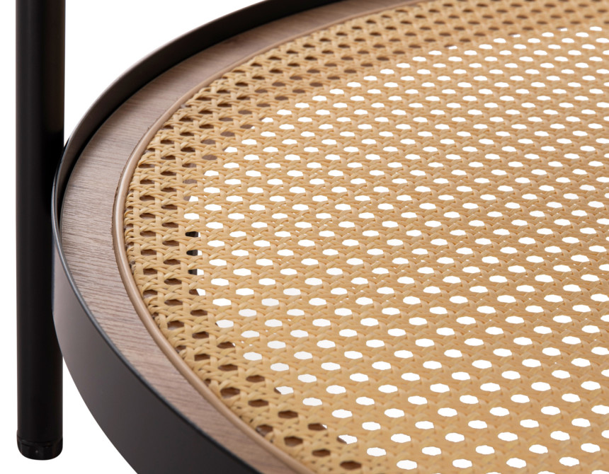 ΤΡΑΠΕΖΙ ΣΑΛΟΝΙΟΥ SEITZ HM18030 ΓΥΑΛΙ TOP-ΜΕΤΑΛΛΟ-RATTAN ΣΕ ΦΥΣΙΚΟ Φ80x45Υεκ.