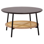 ΤΡΑΠΕΖΙ ΣΑΛΟΝΙΟΥ SEWELL HM18033 MDF ΣΕ ZEBRANO-ΜΕΤΑΛΛΙΚΑ ΠΟΔΙΑ-WICKER Φ80x46Υεκ.