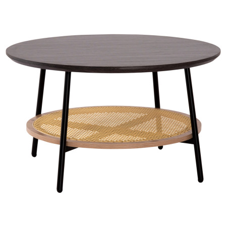 ΤΡΑΠΕΖΙ ΣΑΛΟΝΙΟΥ SEWELL HM18033 MDF ΣΕ ZEBRANO-ΜΕΤΑΛΛΙΚΑ ΠΟΔΙΑ-WICKER Φ80x46Υεκ.