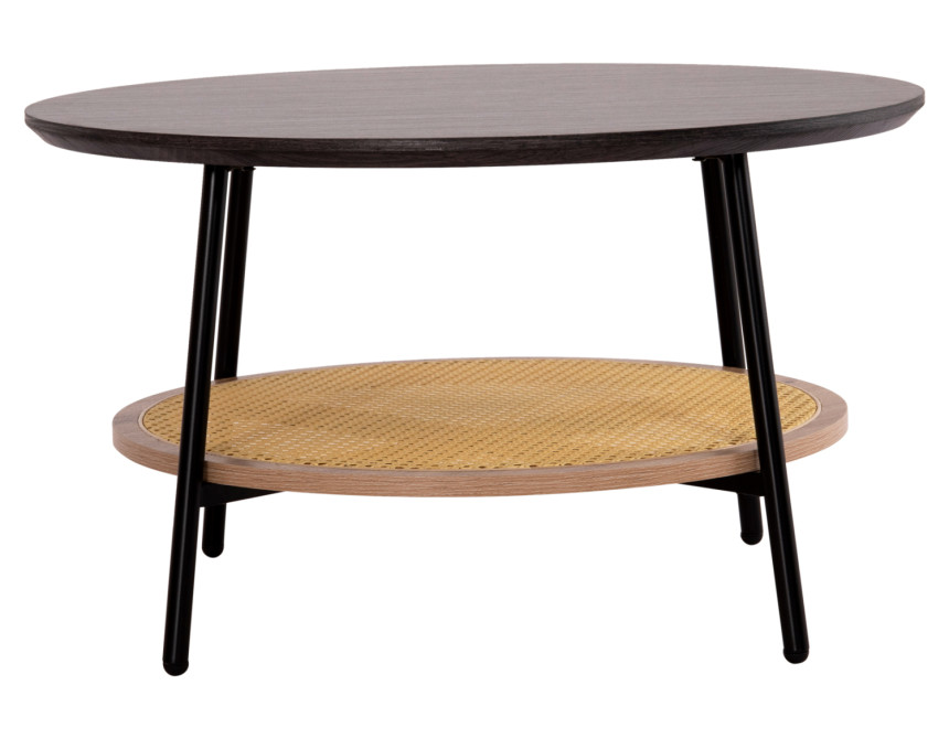 ΤΡΑΠΕΖΙ ΣΑΛΟΝΙΟΥ SEWELL HM18033 MDF ΣΕ ZEBRANO-ΜΕΤΑΛΛΙΚΑ ΠΟΔΙΑ-WICKER Φ80x46Υεκ.