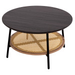 ΤΡΑΠΕΖΙ ΣΑΛΟΝΙΟΥ SEWELL HM18033 MDF ΣΕ ZEBRANO-ΜΕΤΑΛΛΙΚΑ ΠΟΔΙΑ-WICKER Φ80x46Υεκ.