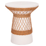 ΒΟΗΘΗΤΙΚΟ ΤΡΑΠΕΖΙ ΣΤΡΟΓΓΥΛΟ DELIA HM18167.02 FIBER CEMENT ΛΕΥΚΟ & RATTAN Φ40x45Υεκ