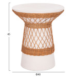 ΒΟΗΘΗΤΙΚΟ ΤΡΑΠΕΖΙ ΣΤΡΟΓΓΥΛΟ DELIA HM18167.02 FIBER CEMENT ΛΕΥΚΟ & RATTAN Φ40x45Υεκ