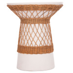 ΒΟΗΘΗΤΙΚΟ ΤΡΑΠΕΖΙ ΣΤΡΟΓΓΥΛΟ DELIA HM18167.02 FIBER CEMENT ΛΕΥΚΟ & RATTAN Φ40x45Υεκ
