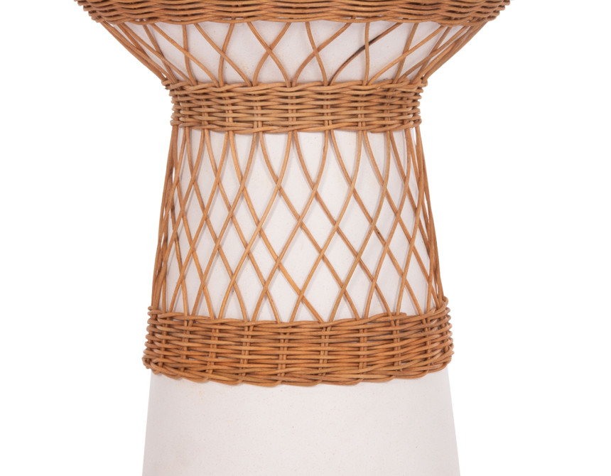 ΒΟΗΘΗΤΙΚΟ ΤΡΑΠΕΖΙ ΣΤΡΟΓΓΥΛΟ DELIA HM18167.02 FIBER CEMENT ΛΕΥΚΟ & RATTAN Φ40x45Υεκ