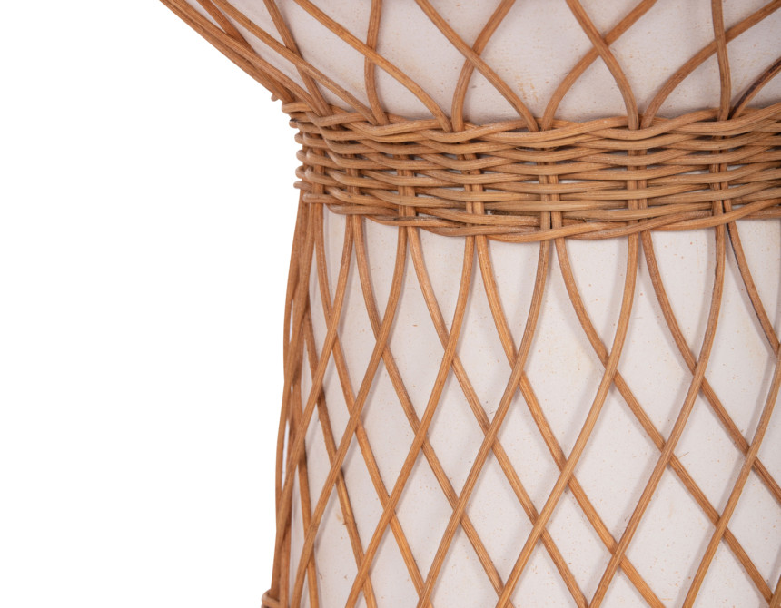 ΒΟΗΘΗΤΙΚΟ ΤΡΑΠΕΖΙ ΣΤΡΟΓΓΥΛΟ DELIA HM18167.02 FIBER CEMENT ΛΕΥΚΟ & RATTAN Φ40x45Υεκ