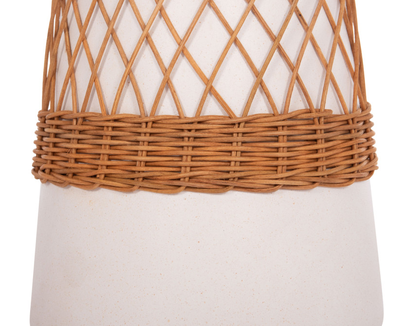 ΒΟΗΘΗΤΙΚΟ ΤΡΑΠΕΖΙ ΣΤΡΟΓΓΥΛΟ DELIA HM18167.02 FIBER CEMENT ΛΕΥΚΟ & RATTAN Φ40x45Υεκ