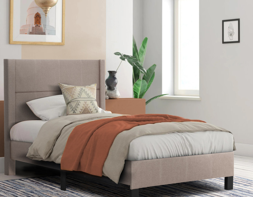 ΚΡΕΒΑΤΙ TRILLOP HM667.15 ΜΠΕΖ ΥΦΑΣΜΑ ΓΙΑ ΜΟΝΟ ΣΤΡΩΜΑ 120X200εκ.