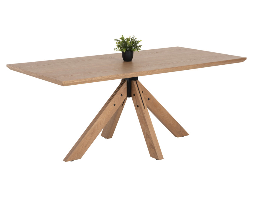ΤΡΑΠΕΖΙ PAOLO HM9853 MDF ΜΕ ΚΑΠΛΑΜΑ ΦΡΑΞΙΝΟΥ-ΠΟΔΙΑ RUBBERWOOD-ΦΥΣΙΚΟ 180x90x75Yεκ