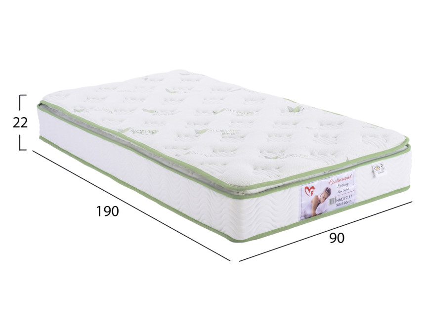 ΣΤΡΩΜΑ CONTINUOUS SPRING ΜΕ ΑΝΩΣΤΡΩΜΑ ALOE VERA 90X190 HM372.11 ΜΟΝΗΣ ΟΨΗΣ