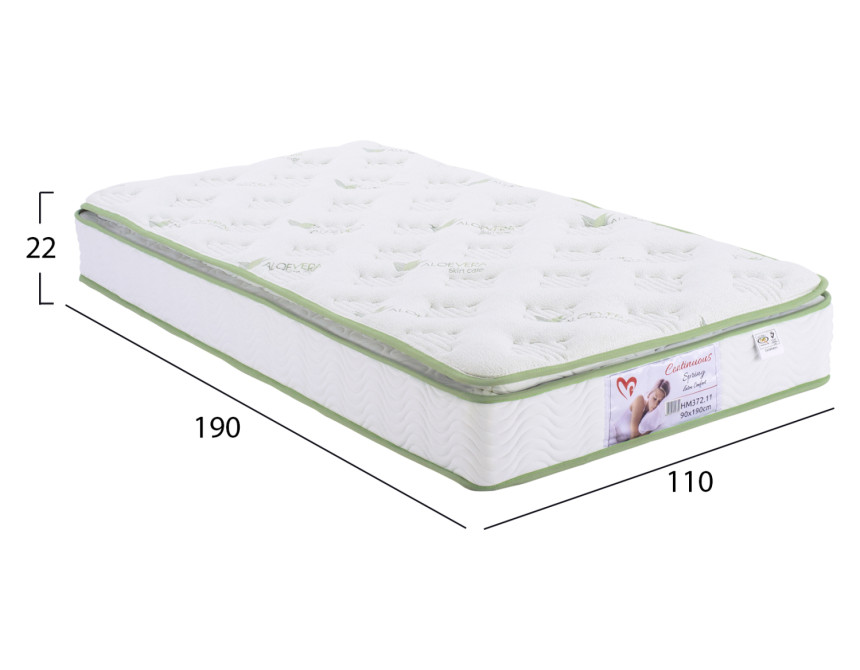 ΣΤΡΩΜΑ CONTINUOUS SPRING ΑΝΩΣΤΡΩΜΑ ALOE VERA 110X190 HM372.12 ΜΟΝΗΣ ΟΨΗΣ