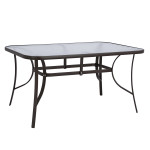 ΤΡΑΠΕΖΙ BRUNO 150X90Χ72Υεκ. ΚΑΦΕ ΜΕΤΑΛΛΙΚΟ ΜΕ ΓΥΑΛΙΝΗ ΕΠΙΦΑΝΕΙΑ HM5145.02
