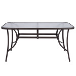 ΤΡΑΠΕΖΙ BRUNO 150X90Χ72Υεκ. ΚΑΦΕ ΜΕΤΑΛΛΙΚΟ ΜΕ ΓΥΑΛΙΝΗ ΕΠΙΦΑΝΕΙΑ HM5145.02