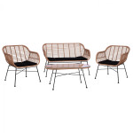 ΣΕΤ ΣΑΛΟΝΙ 4ΤΜΧ ALLEGRA HM5460 ΜΕΤΑΛΛΟ & WICKER ΣΕ ΜΠΕΖ ΧΡΩΜΑ