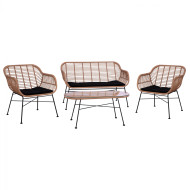 ΣΕΤ ΣΑΛΟΝΙ 4ΤΜΧ ALLEGRA HM5460 ΜΕΤΑΛΛΟ & WICKER ΣΕ ΜΠΕΖ ΧΡΩΜΑ