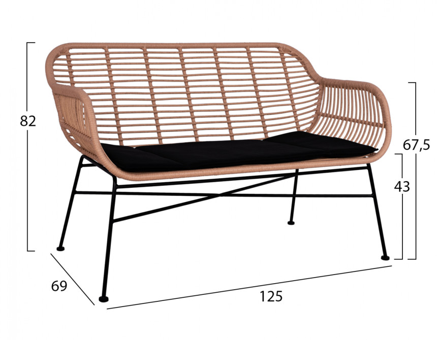 ΣΕΤ ΣΑΛΟΝΙ 4ΤΜΧ ALLEGRA HM5460 ΜΕΤΑΛΛΟ & WICKER ΣΕ ΜΠΕΖ ΧΡΩΜΑ