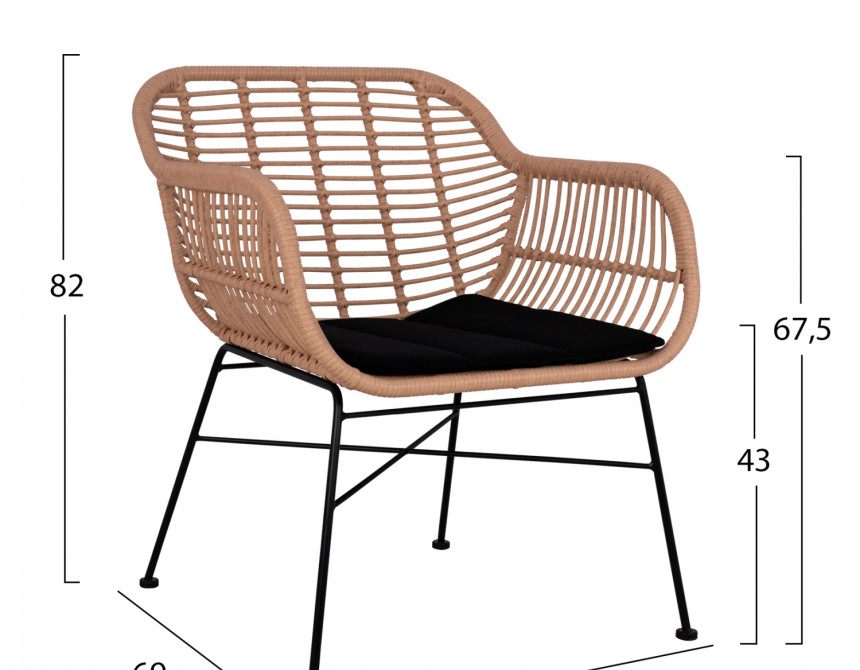 ΣΕΤ ΣΑΛΟΝΙ 4ΤΜΧ ALLEGRA HM5460 ΜΕΤΑΛΛΟ & WICKER ΣΕ ΜΠΕΖ ΧΡΩΜΑ