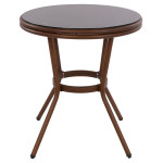 ΤΡΑΠΕΖΙ ΑΛΟΥΜΙΝΙΟΥ MOSES Φ70x76 εκ. BAMBOO LOOK HM5532.03 ΚΑΦΕ ΜΕ ΓΥΑΛΙ