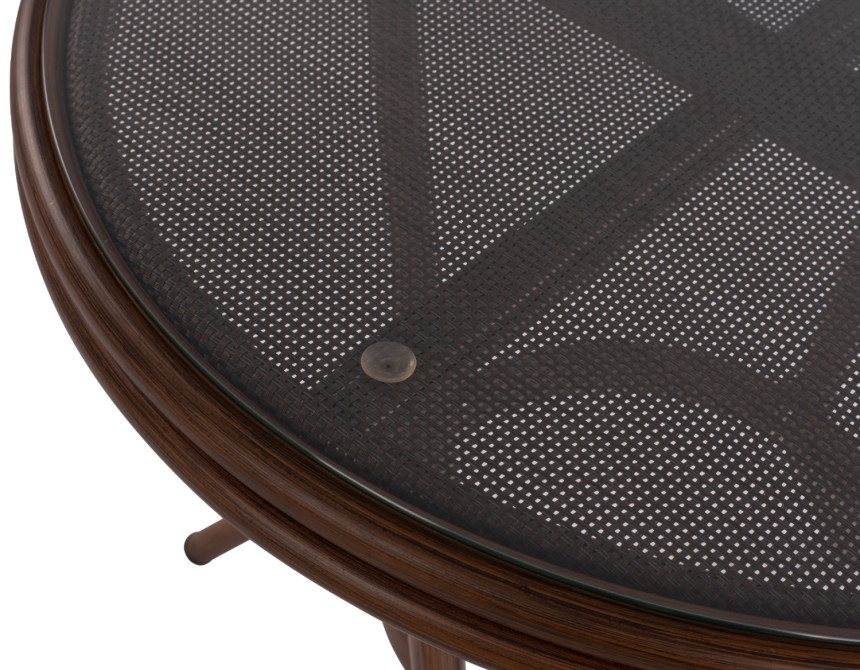 ΤΡΑΠΕΖΙ ΑΛΟΥΜΙΝΙΟΥ MOSES Φ70x76 εκ. BAMBOO LOOK HM5532.03 ΚΑΦΕ ΜΕ ΓΥΑΛΙ