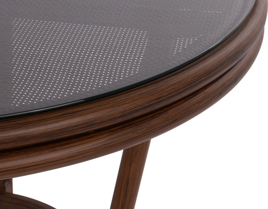 ΤΡΑΠΕΖΙ ΑΛΟΥΜΙΝΙΟΥ MOSES Φ70x76 εκ. BAMBOO LOOK HM5532.03 ΚΑΦΕ ΜΕ ΓΥΑΛΙ