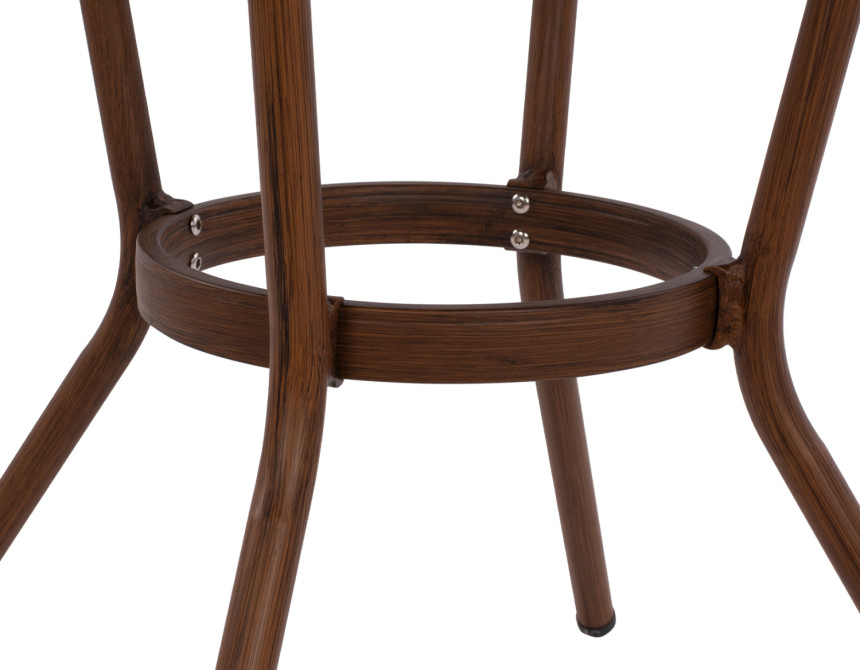 ΤΡΑΠΕΖΙ ΑΛΟΥΜΙΝΙΟΥ MOSES Φ70x76 εκ. BAMBOO LOOK HM5532.03 ΚΑΦΕ ΜΕ ΓΥΑΛΙ