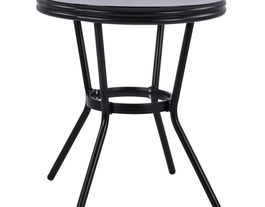 ΤΡΑΠΕΖΙ ΑΛΟΥΜΙΝΙΟΥ MOSES Φ70 BAMBOO LOOK HM5532.02 ΜΑΥΡΟ ΜΕ ΓΥΑΛΙ Φ70X76 εκ